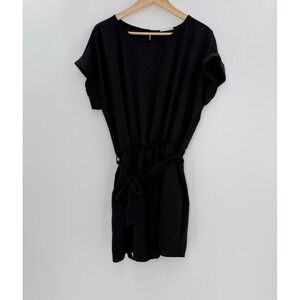First Love by Lovelyn Black Dress Short Sleeve Tie Waist Pockets‎